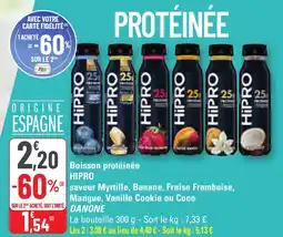 G20 Boisson protéinée hipro saveur myrtille banane fraise framboise mangue vanille cookie ou coco danone offre