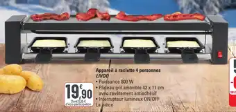 G20 Appareil à raclette 4 personnes livoo offre