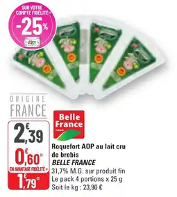 G20 Roquefort aop au lait cru de brebis belle france offre