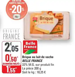 G20 Brique au lait de vache belle france offre