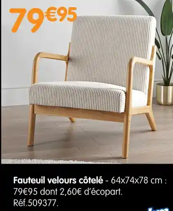 b&m Fauteuil velours côtelé offre