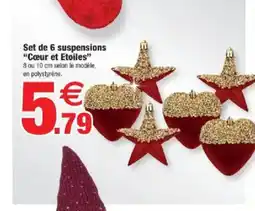 Bazarland Set de 6 suspensions Cœur et Etoiles offre