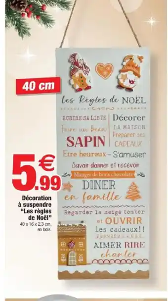 Bazarland Décoration à suspendre Les règles de Noël offre