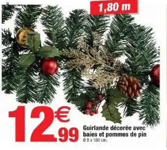 Bazarland Guirlande décorée avec baies et pommes de pin offre