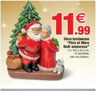 Bazarland Déco lumineuse Père et Mère Noël amoureux offre