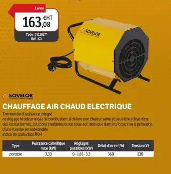 SOVELOR Chauffage air chaud electrique