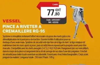 VESSEL Pince a riveter a cremaillere rg-95