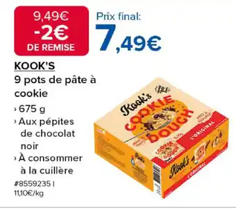 Costco KOOK'S 9 pots de pâte à cookie offre