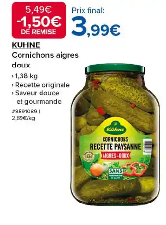 Costco KUHNE Cornichons aigres doux offre