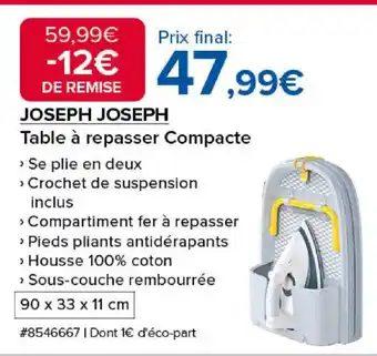 Costco JOSEPH JOSEPH Table à repasser Compacte offre