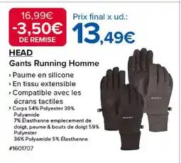 Costco HEAD Gants Running Homme offre