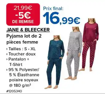 Costco JANE & BLEECKER Pyjama lot de 2 pièces femme offre