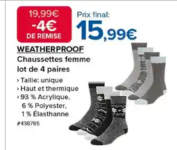 Costco WEATHERPROOF Chaussettes femme lot de 4 paires offre