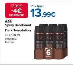 Costco AXE Spray déodorant Dark Temptation offre