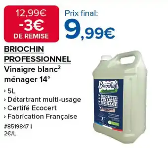 Costco BRIOCHIN PROFESSIONNEL Vinaigre blanc² ménager 14° offre