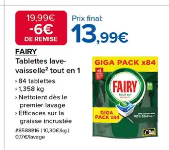 Costco FAIRY Tablettes lave- vaisselle² tout en 1 offre