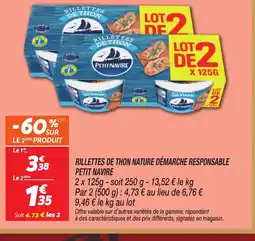 Netto PETIT NAVIRE Rillettes de thon nature démarche responsable offre