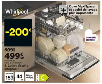 BUT Whirlpool lave-vaisselle intégrable offre