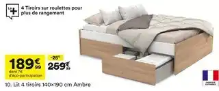 BUT Lit 4 tiroirs 140×190 cm ambre offre