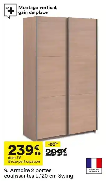BUT Armoire 2 portes coulissantes l.120 cm swing offre