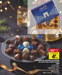 Supeco Lindt assortiment de bouchées au chocolat lait, noir, blanc champs-élysées offre