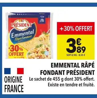 Supeco Président emmental râpé fondant offre