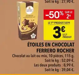 Supeco Ferrero rocher étoiles en chocolat offre