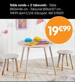 b&m Table ronde + 2 tabourets offre