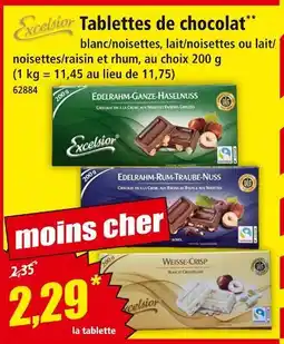 Norma Excelsior tablettes de chocolat offre