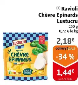 Colruyt Lustucru ravioli chèvre epinards offre
