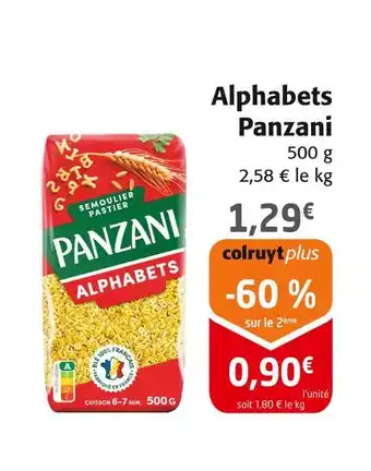 Colruyt Panzani alphabets offre