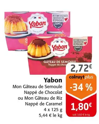 Colruyt Yabon mon gâteau de semoule nappé de chocolat offre