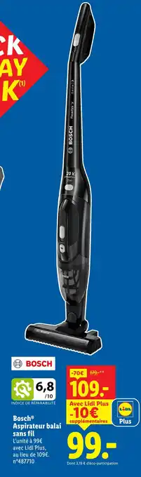 Lidl Bosch aspirateur balai sans fil offre