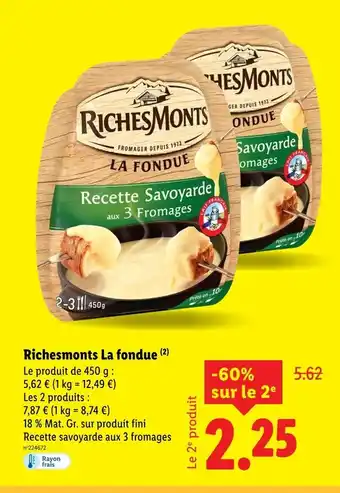 Lidl Richesmonts la fondue offre