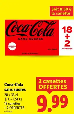 Lidl Coca-cola coca-cola sans sucres offre
