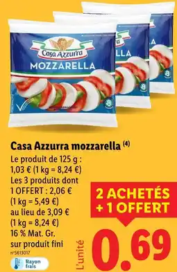 Lidl Casa azzurra mozzarella offre