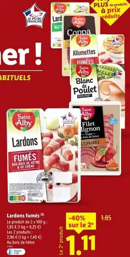 Lidl Saint alby lardons fumés offre