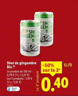 Lidl Shot de gingembre bio offre