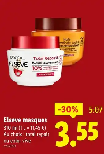 Lidl L'oréal elseve elseve masques offre
