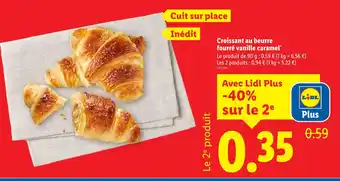 Lidl Croissant au beurre fourré vanille caramel offre