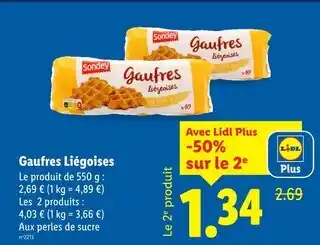 Lidl Sondey gaufres liégeoises offre