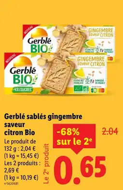 Lidl Greblé sablés gingembre saveur citron bio offre