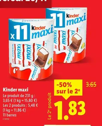 Lidl Kinder maxi offre