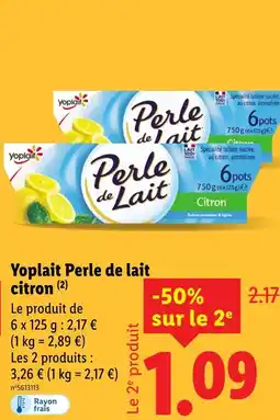 Lidl Yoplait perle de lait citron offre