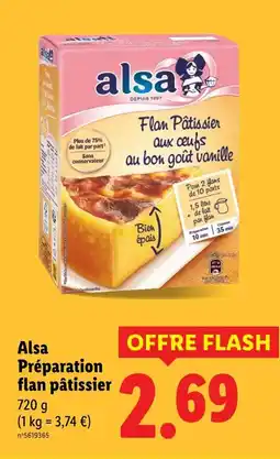 Lidl Alsa préparation flan pâtissier offre