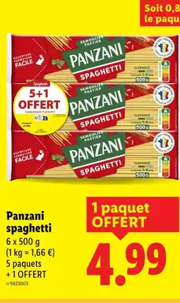 Lidl Panzani spaghetti offre