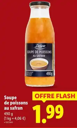Lidl Deluxe soupe de poissons au safran offre