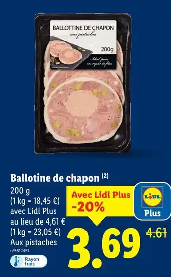 Lidl Ballotine de chapon offre