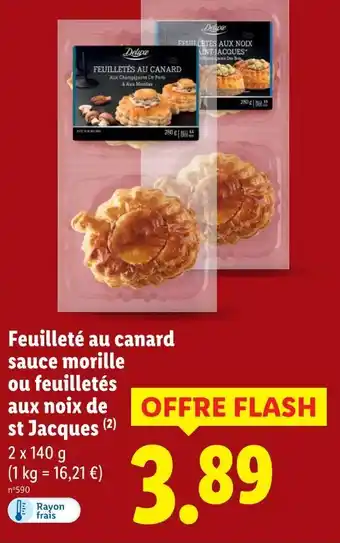 Lidl Deluxe feuilleté au canard sauce morille ou feuilletés aux noix de st jacques offre