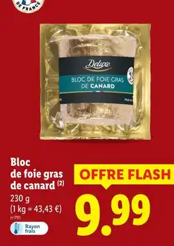 Lidl Deluxe bloc de foie gras de canard offre